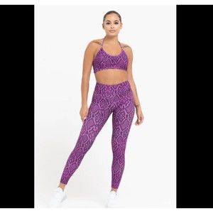 Lici Fit Purple Black Snake Skin Animal Print Empower Leggings Large